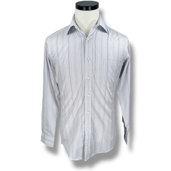 Yves Saint Laurent Dress Shirt Men’s 14.5 32-33 Blue Striped YSL Menswear Button - Picture 1 of 10